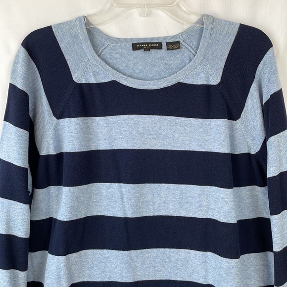 Jeanne Pierre Black and Blue Striped Sweater - Size 2X - Picture 2 of 9